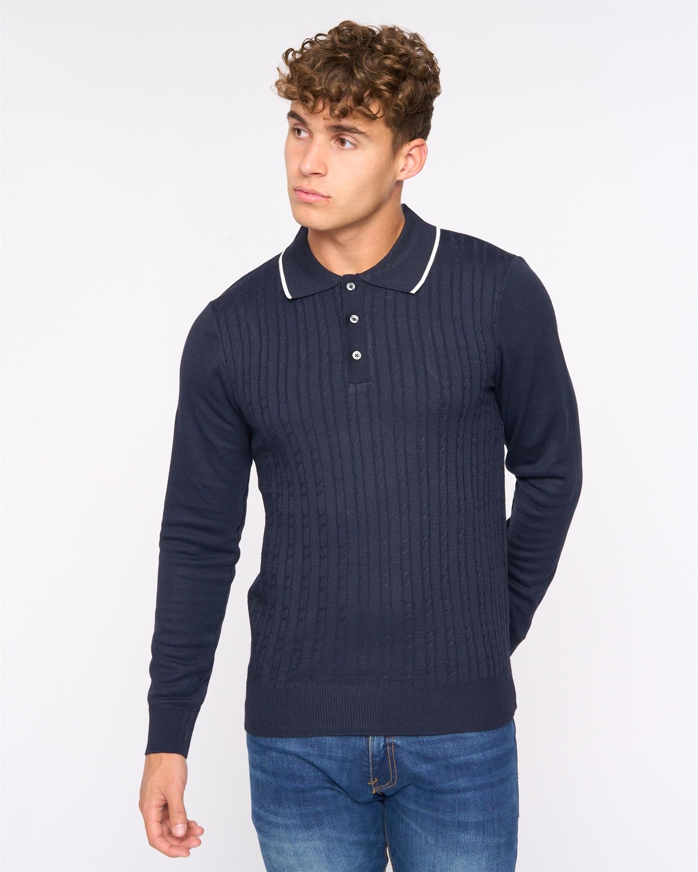 Mens  Ambrosden Polo Neck Knit Navy Marl