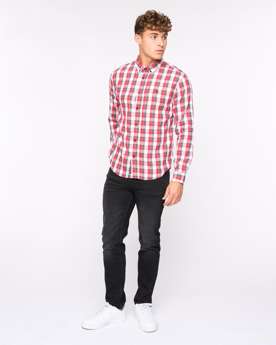 Mens Gosfield Slim Fit Check Shirt Red Check