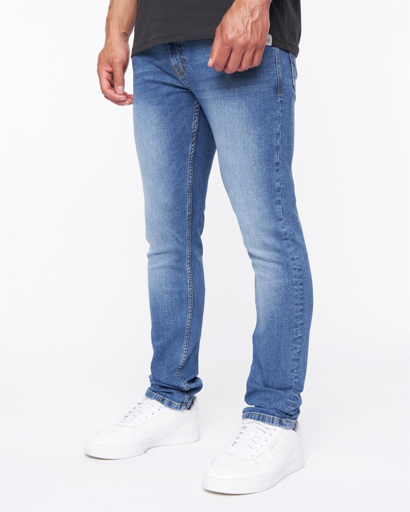 Mens Doves Slim Fit Jeans Mid Wash