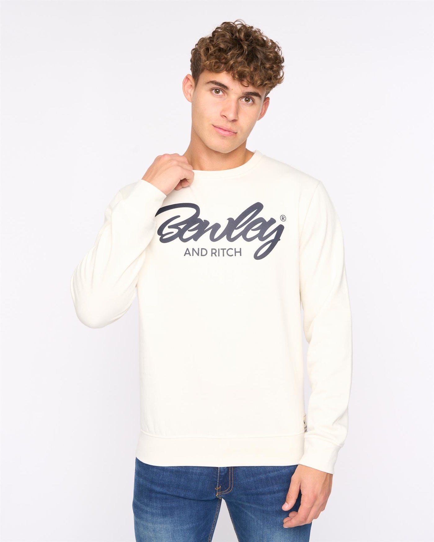 Mens Yardley Crew Sweat Off White