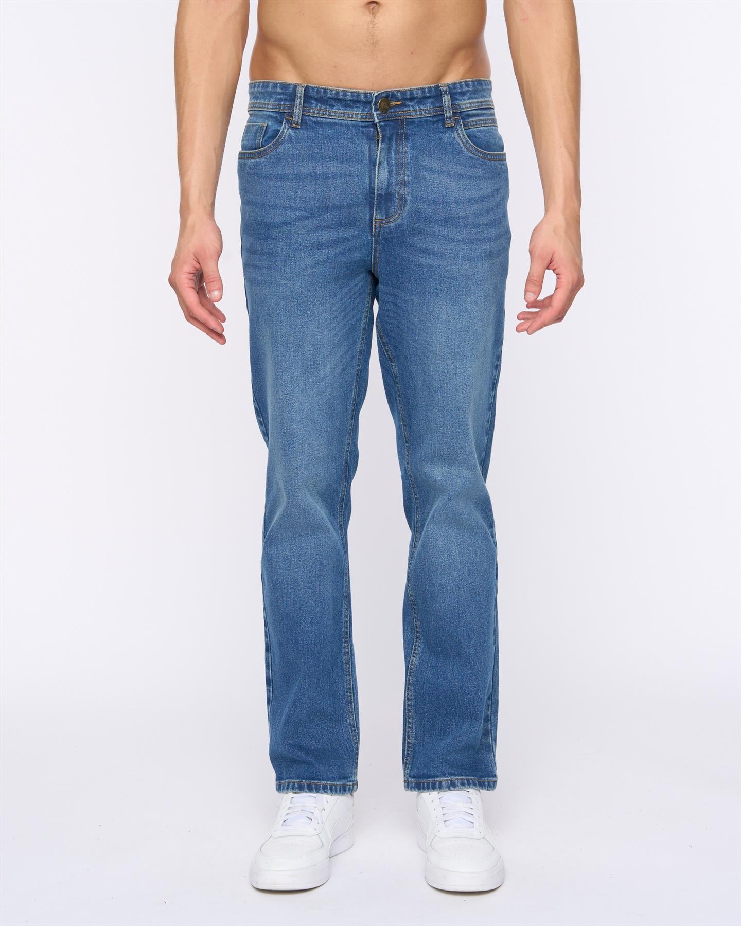 Mens Hydras Straight Leg Jeans Mid Wash