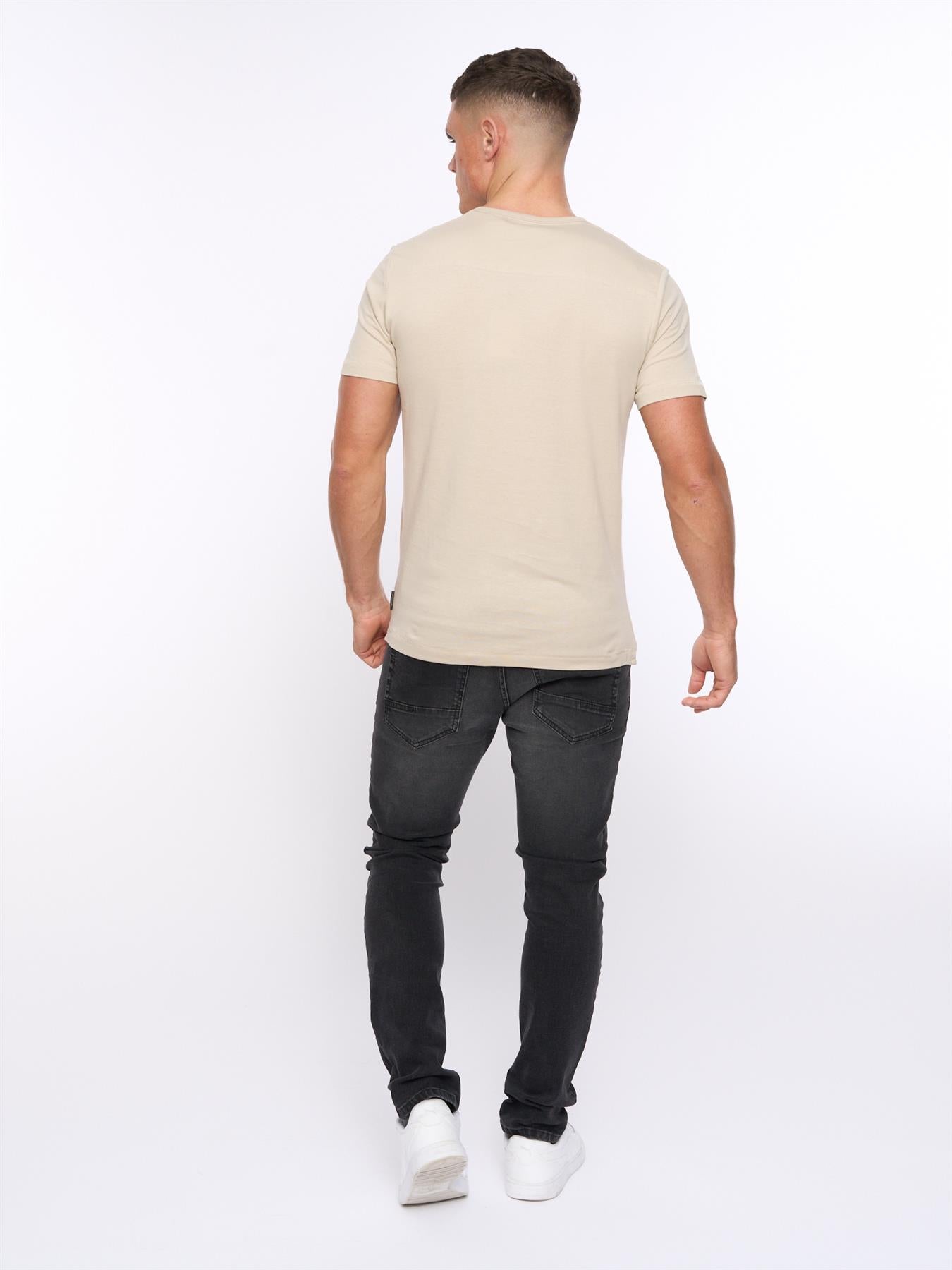 Mens FCUK Stack T-Shirt Stone