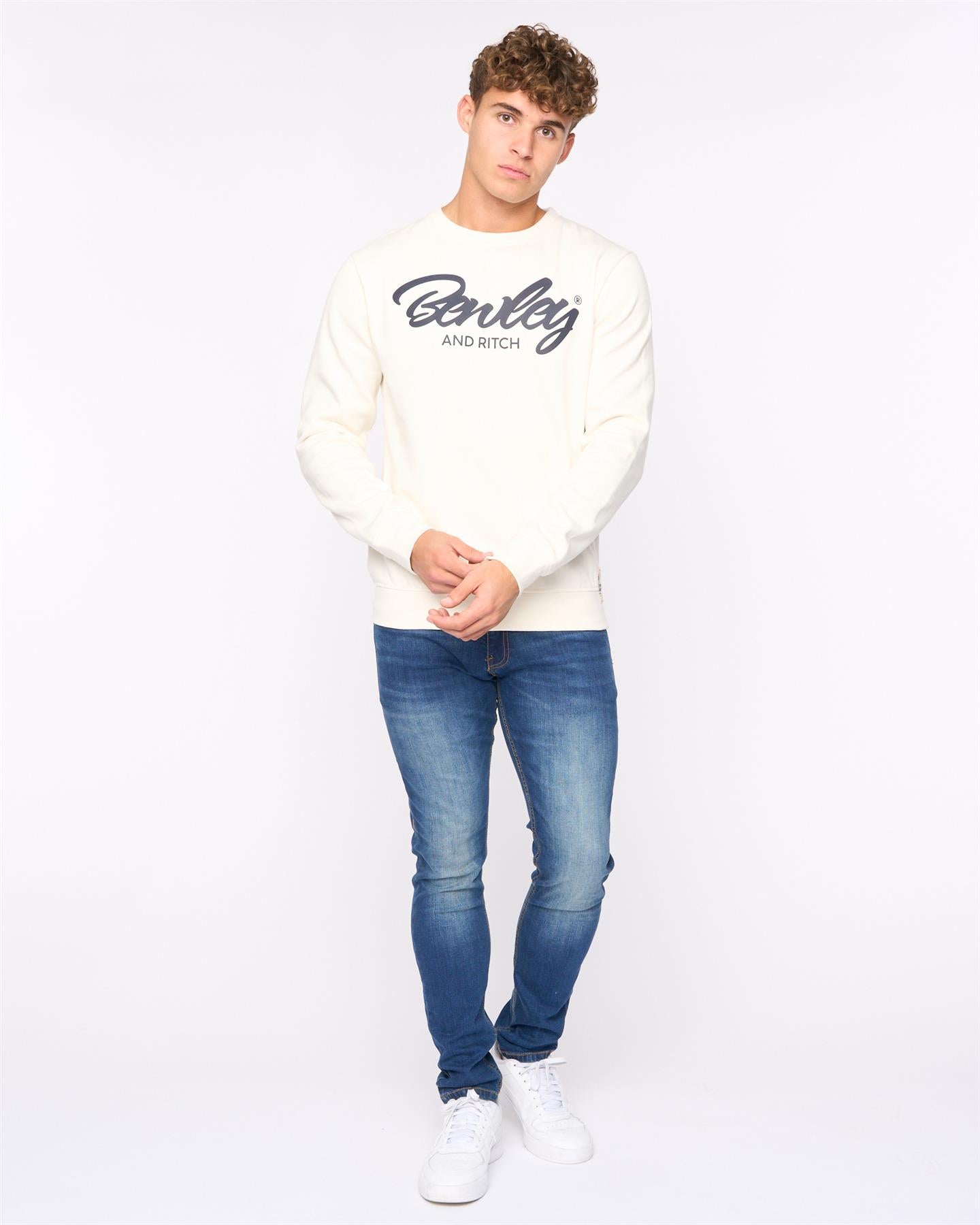 Mens Yardley Crew Sweat Off White