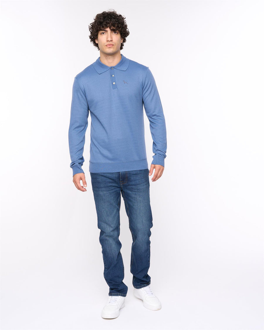 Mens  Ashland Polo Neck Knit Blue