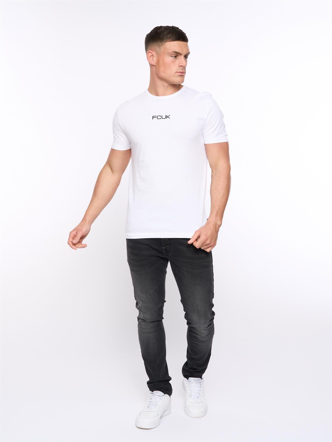 Mens FCUK Chest Build T-Shirt White