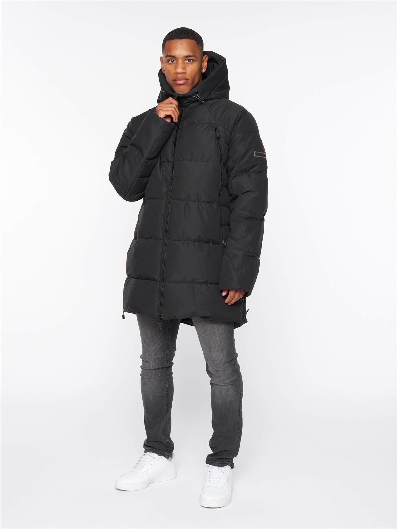 Colton Long Puffer Jacket Jet Black