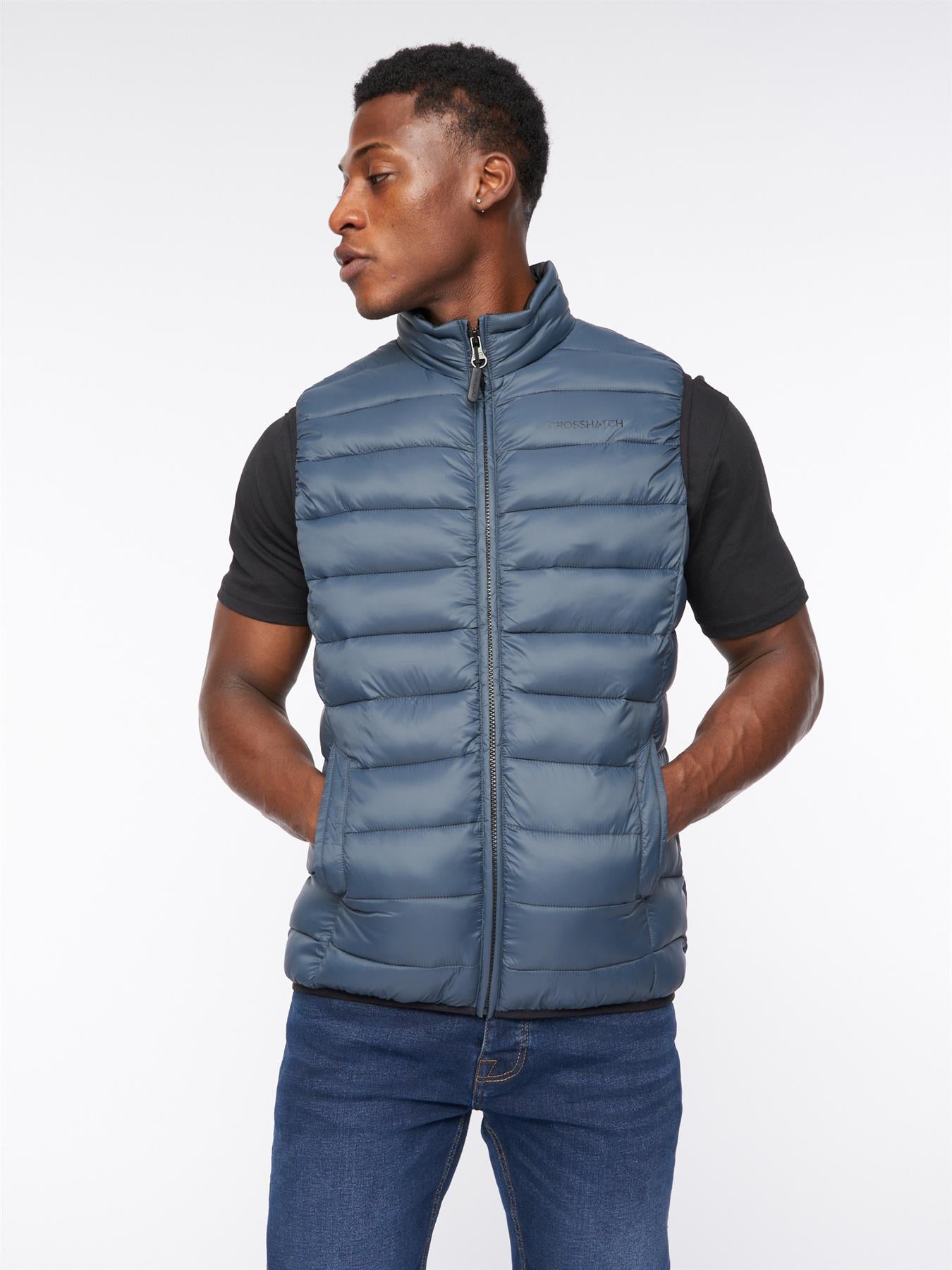 Mens Gattering Gilet Denim Blue