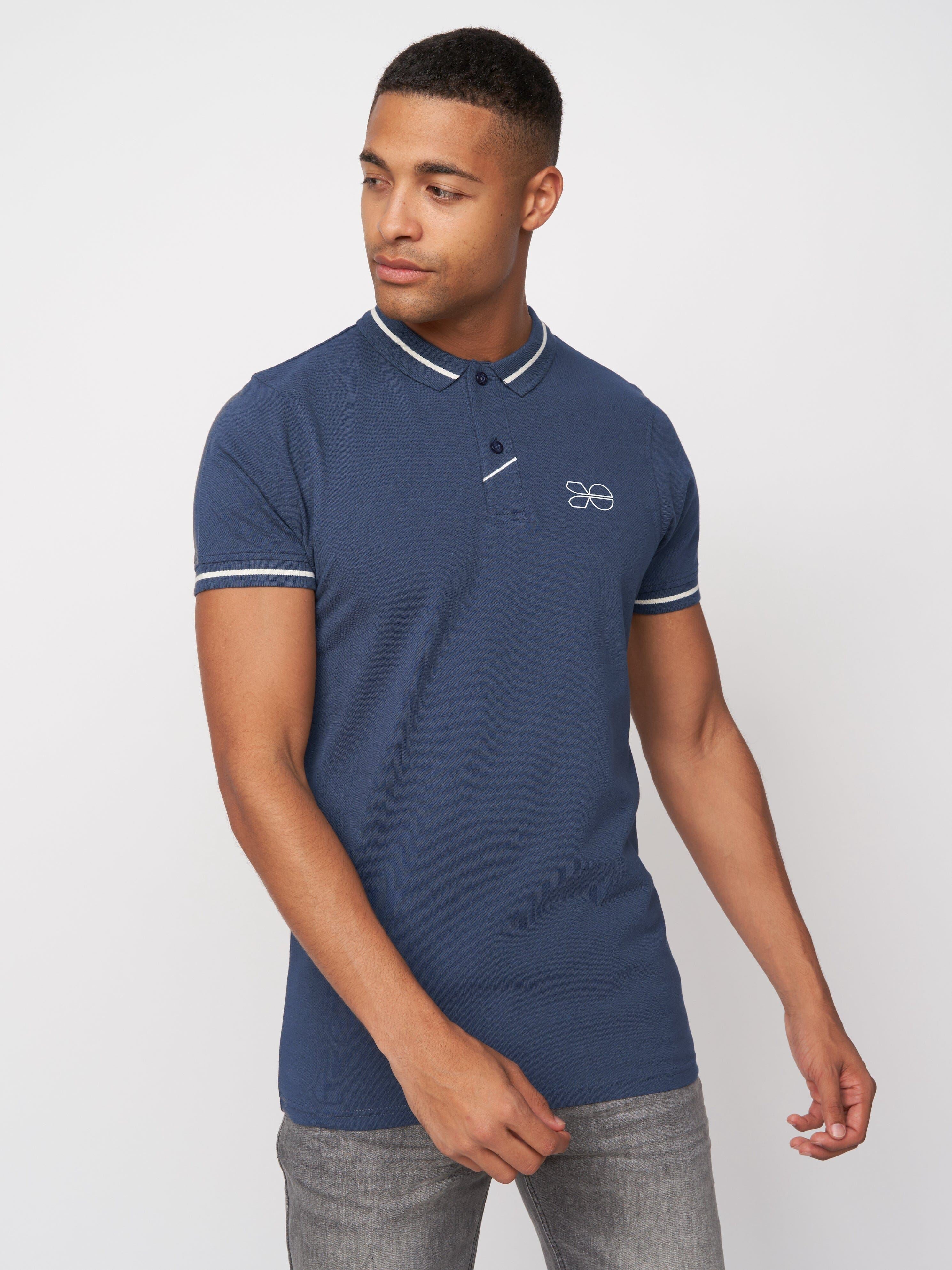 Mens Tata Polo Denim Blue