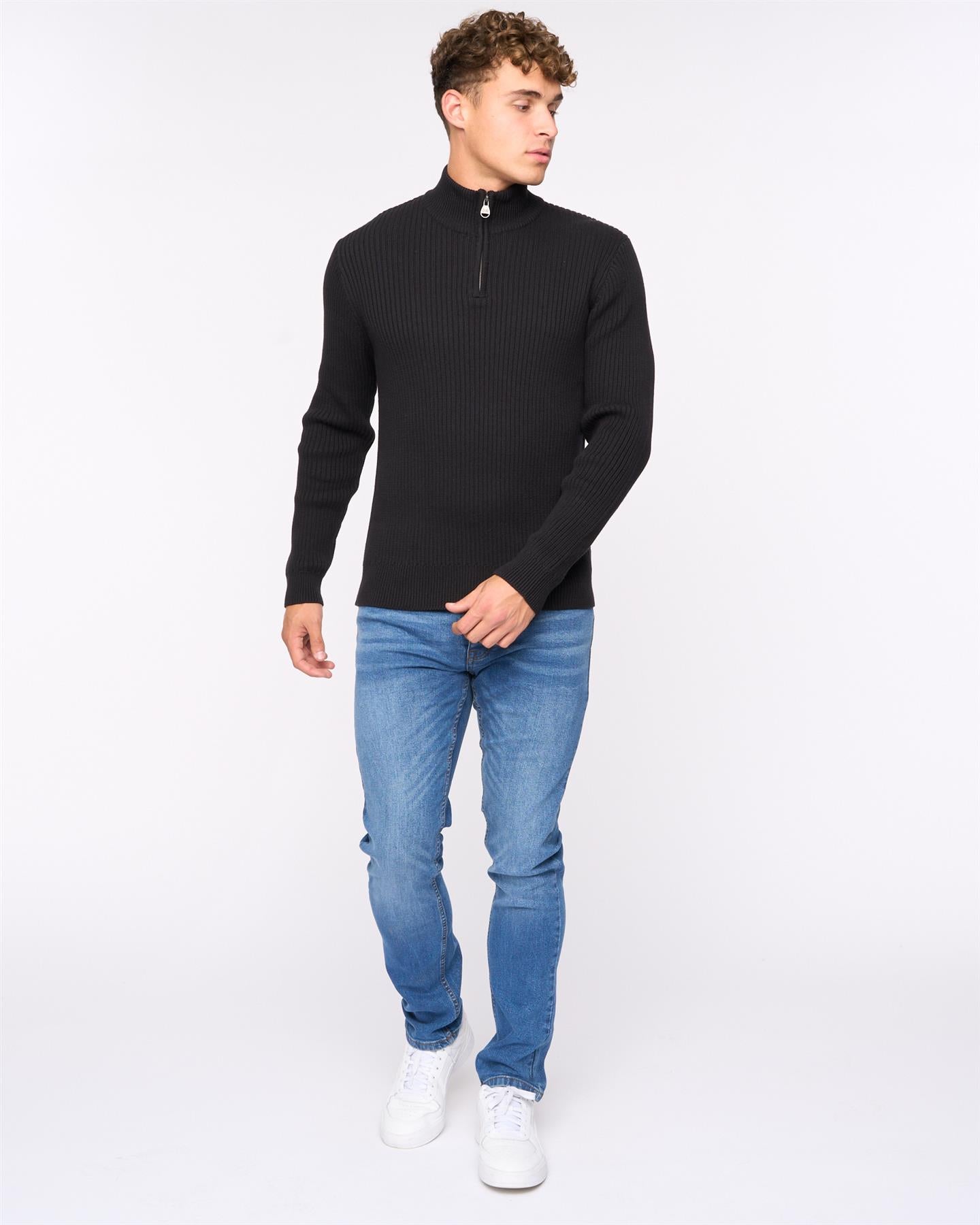 Mens Havaline 1/4 Zip Knit Black