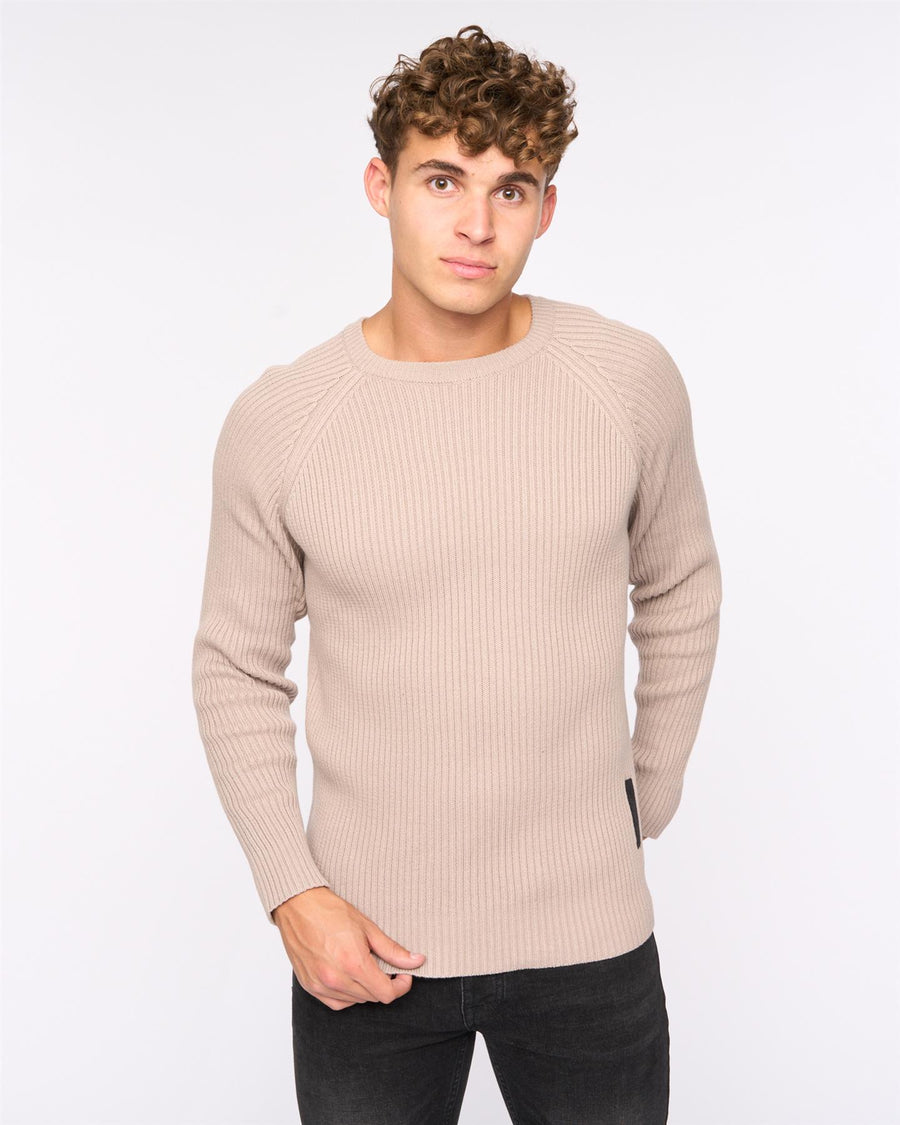 Mens Kramtax Raglan Knit Taupe