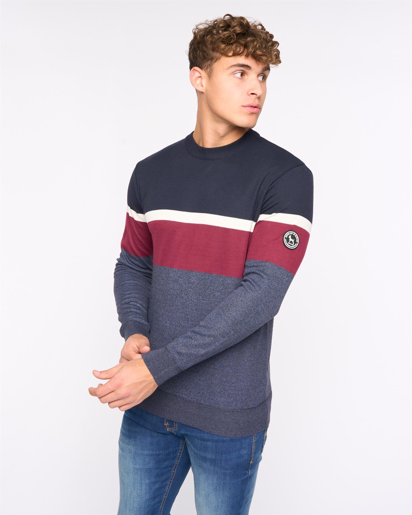 Mens  Easedale Crew Knit Navy Marl