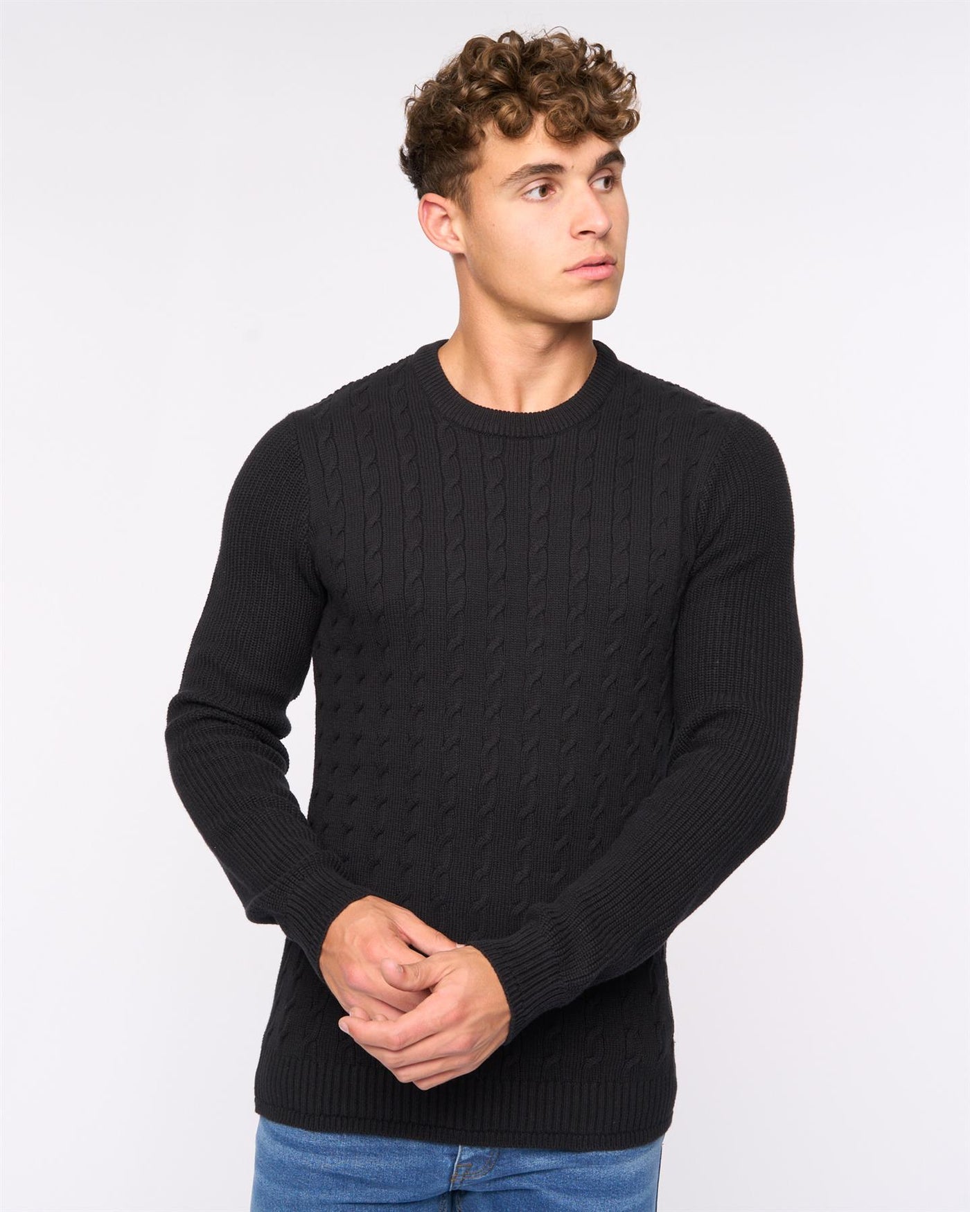 Mens Kabstars Cable Knit Black