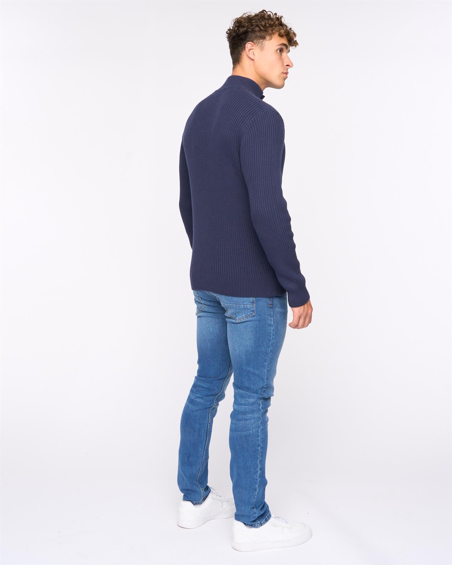 Mens Wellburys Chunky Knit Navy