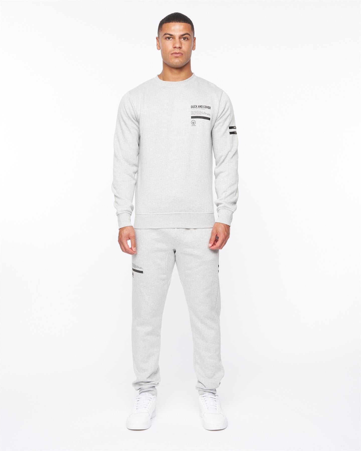 Mens Jennerkins Crew Sweat & Joggers Set Grey Marl