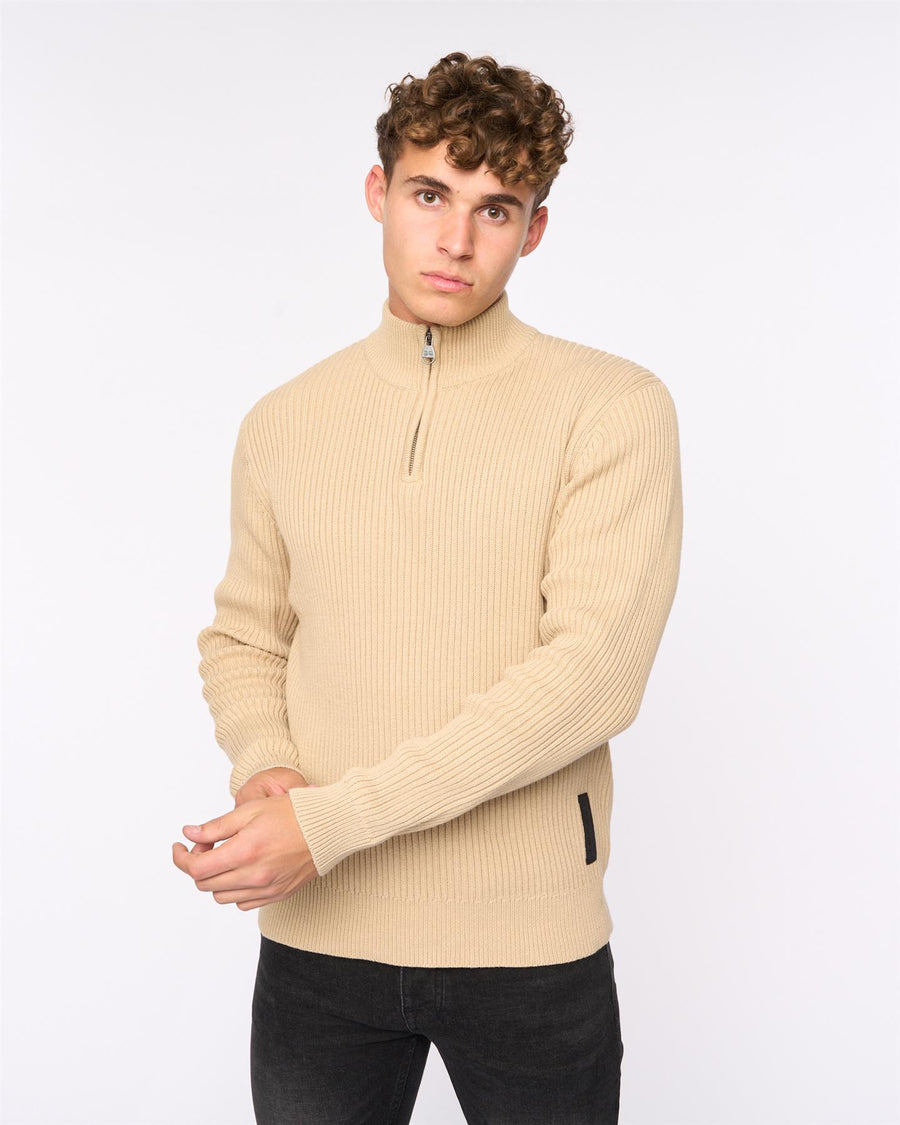 Mens Havaline 1/4 Zip Knit Wheat