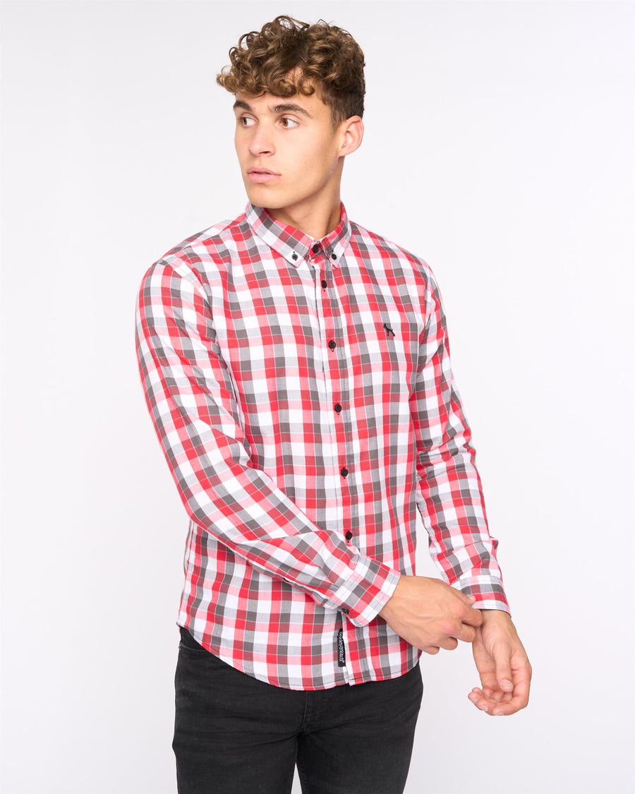 Mens Gosfield Slim Fit Check Shirt Red Check