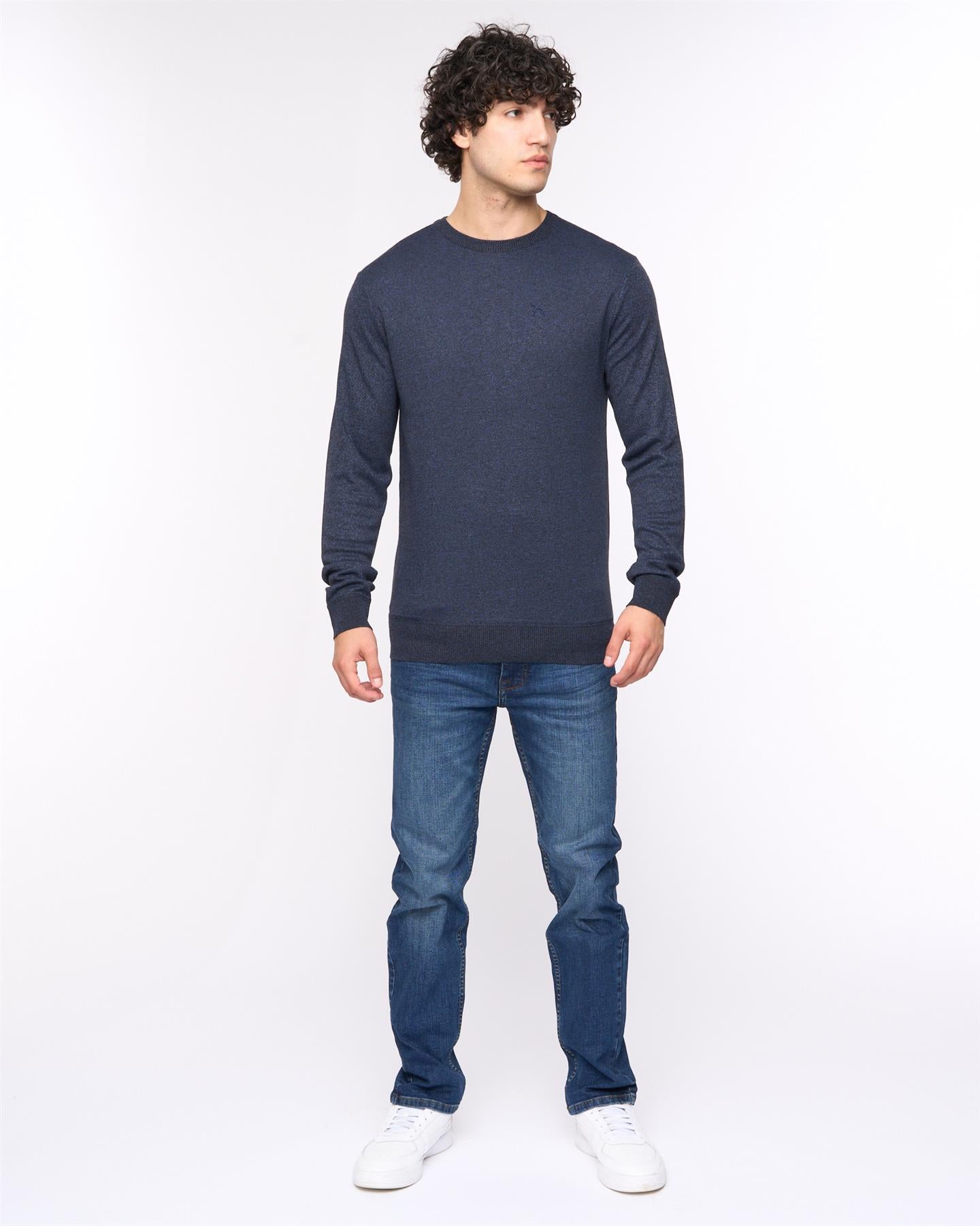 Mens Loxham Crew Knit Navy Marl