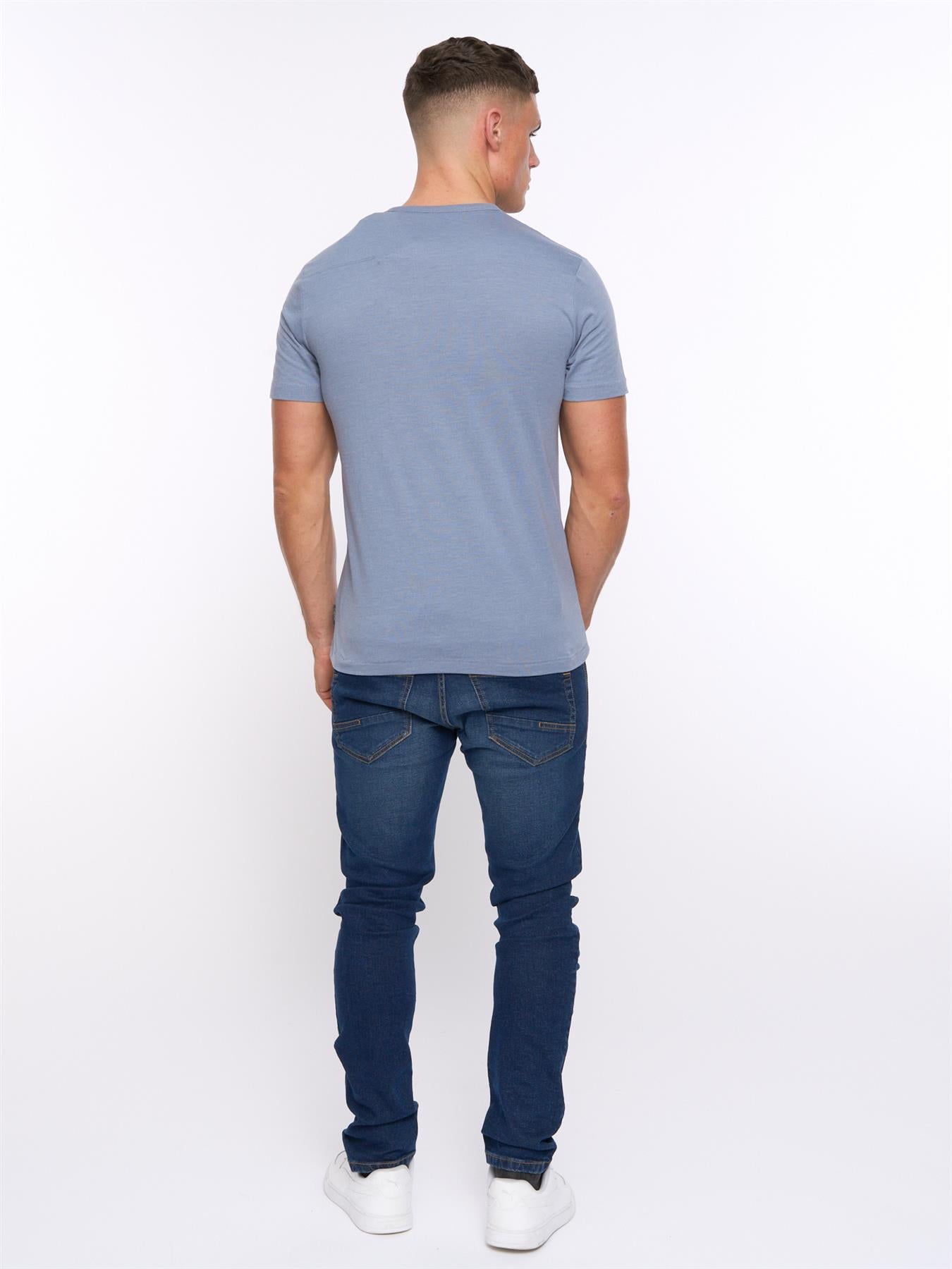 Mens FCUK Stack T-Shirt Light Blue Melange