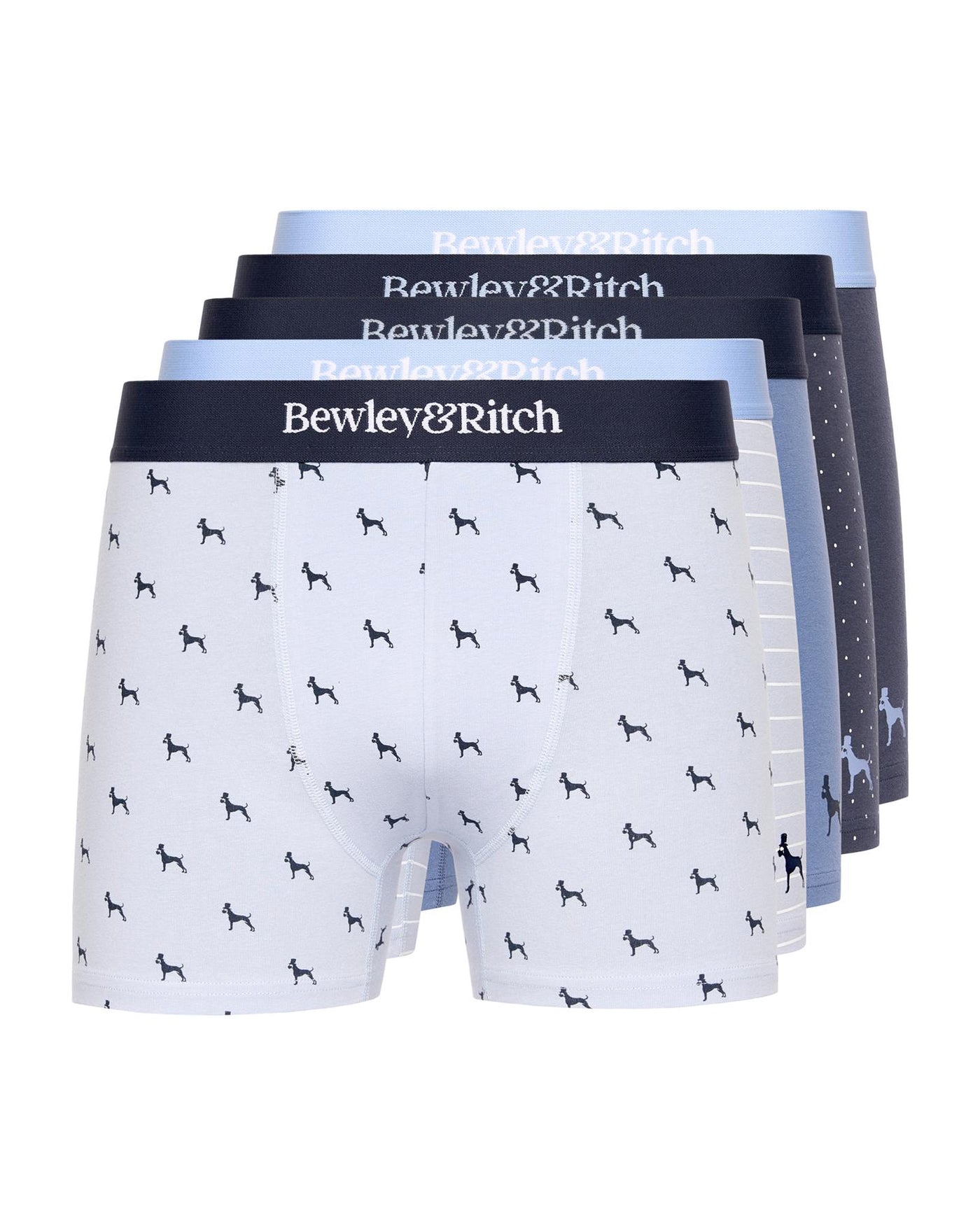 Mens Mirador Boxers 5pk Blue Mix