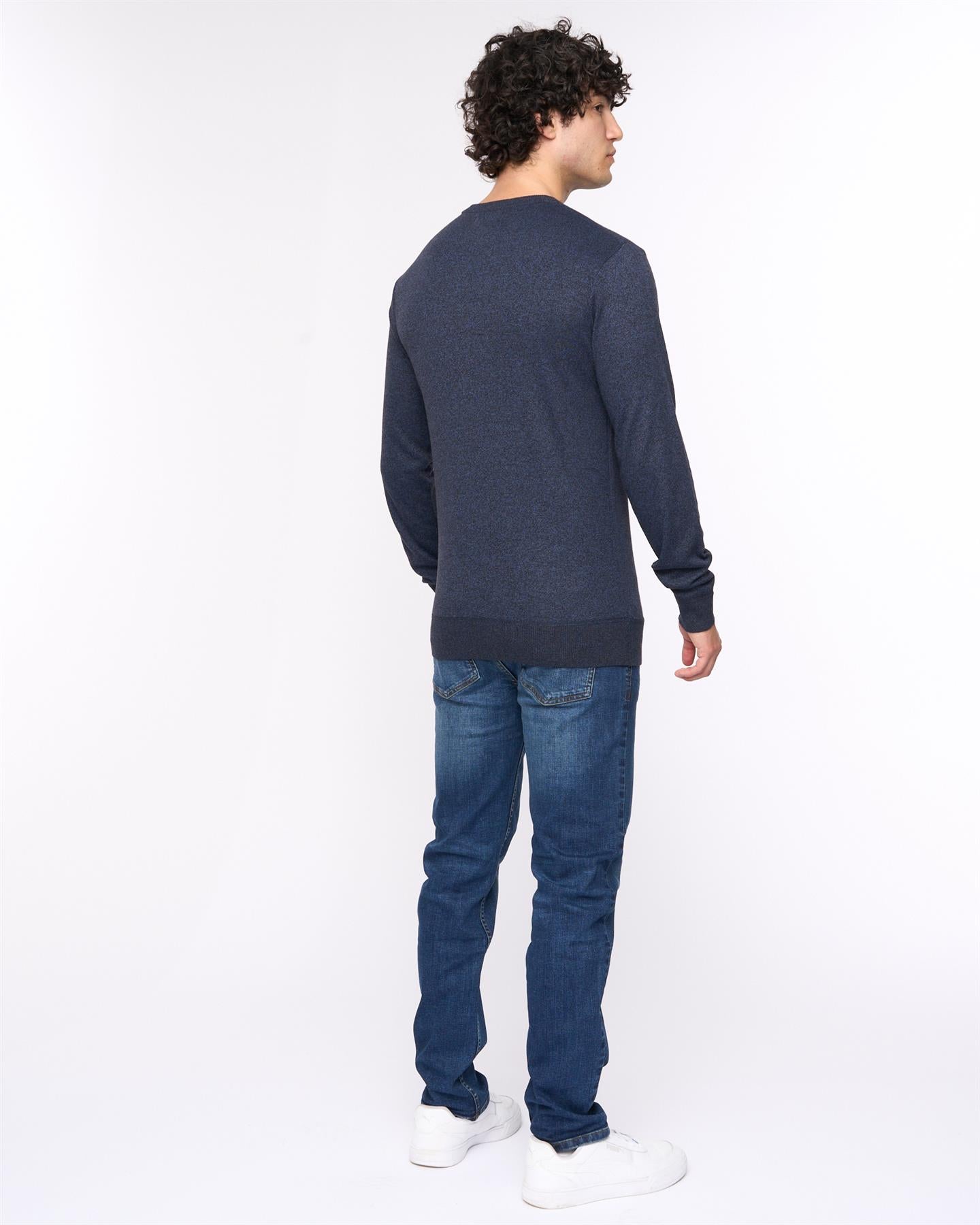 Mens Loxham Crew Knit Navy Marl