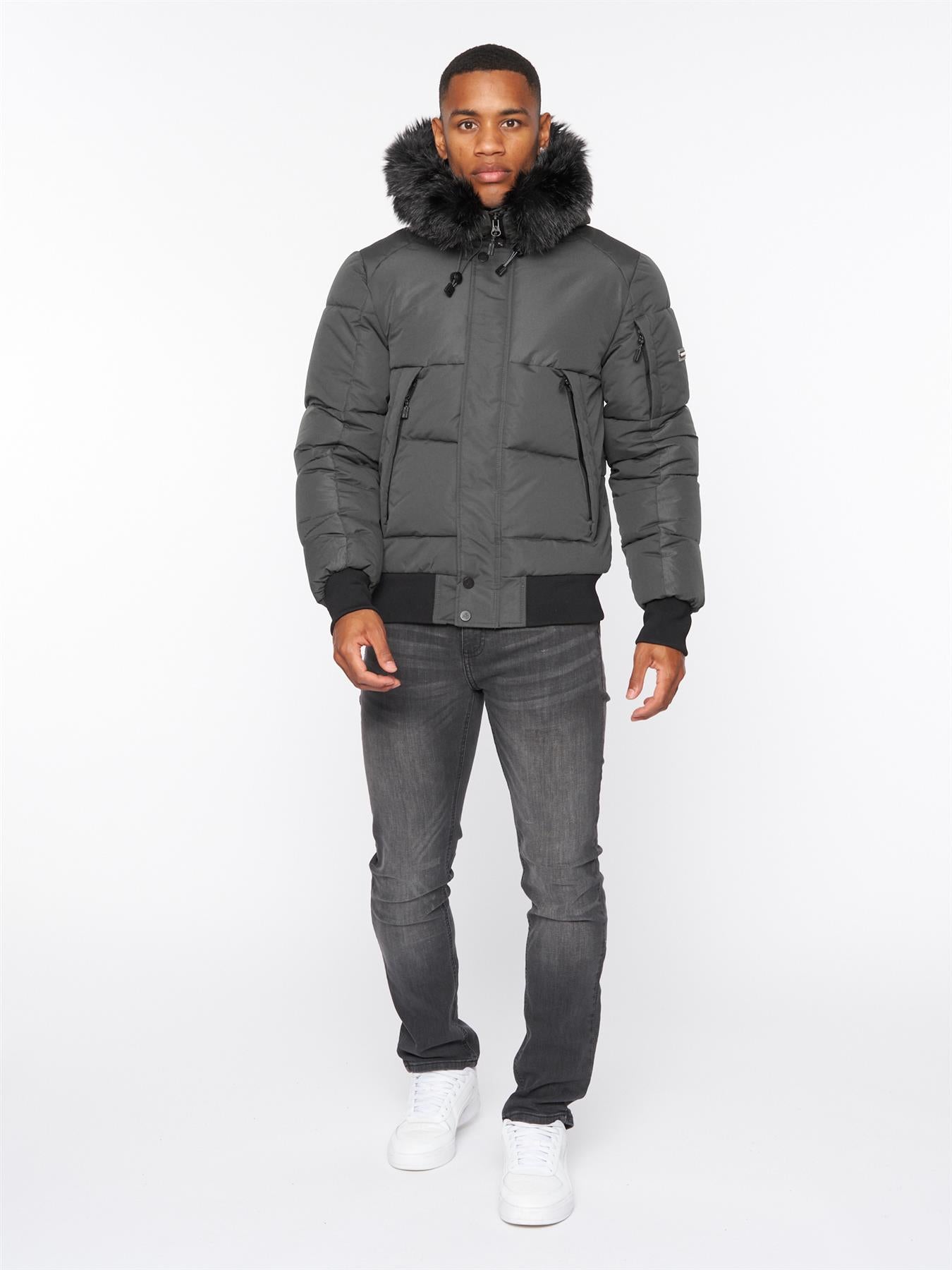 Zander Puffer Bomber Jacket Asphalt