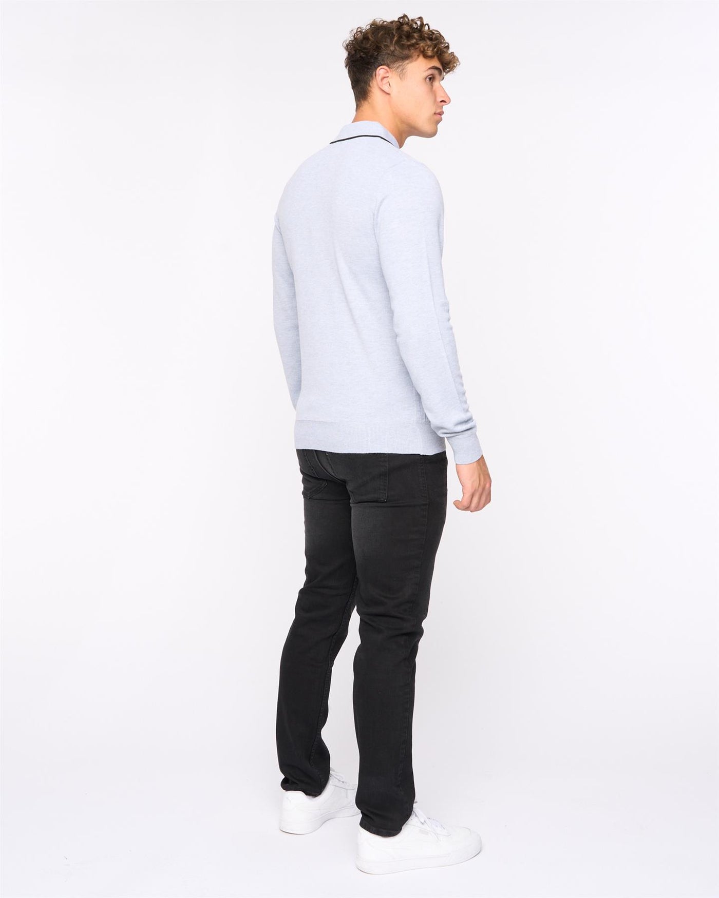 Mens  Ambrosden Polo Neck Knit Light Grey Marl