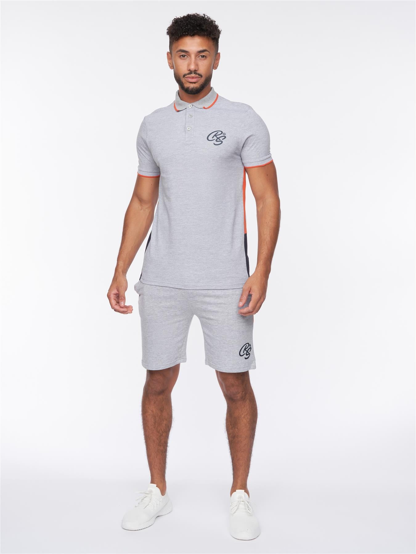 Mens Balamere Polo/Shorts Set Grey Marl