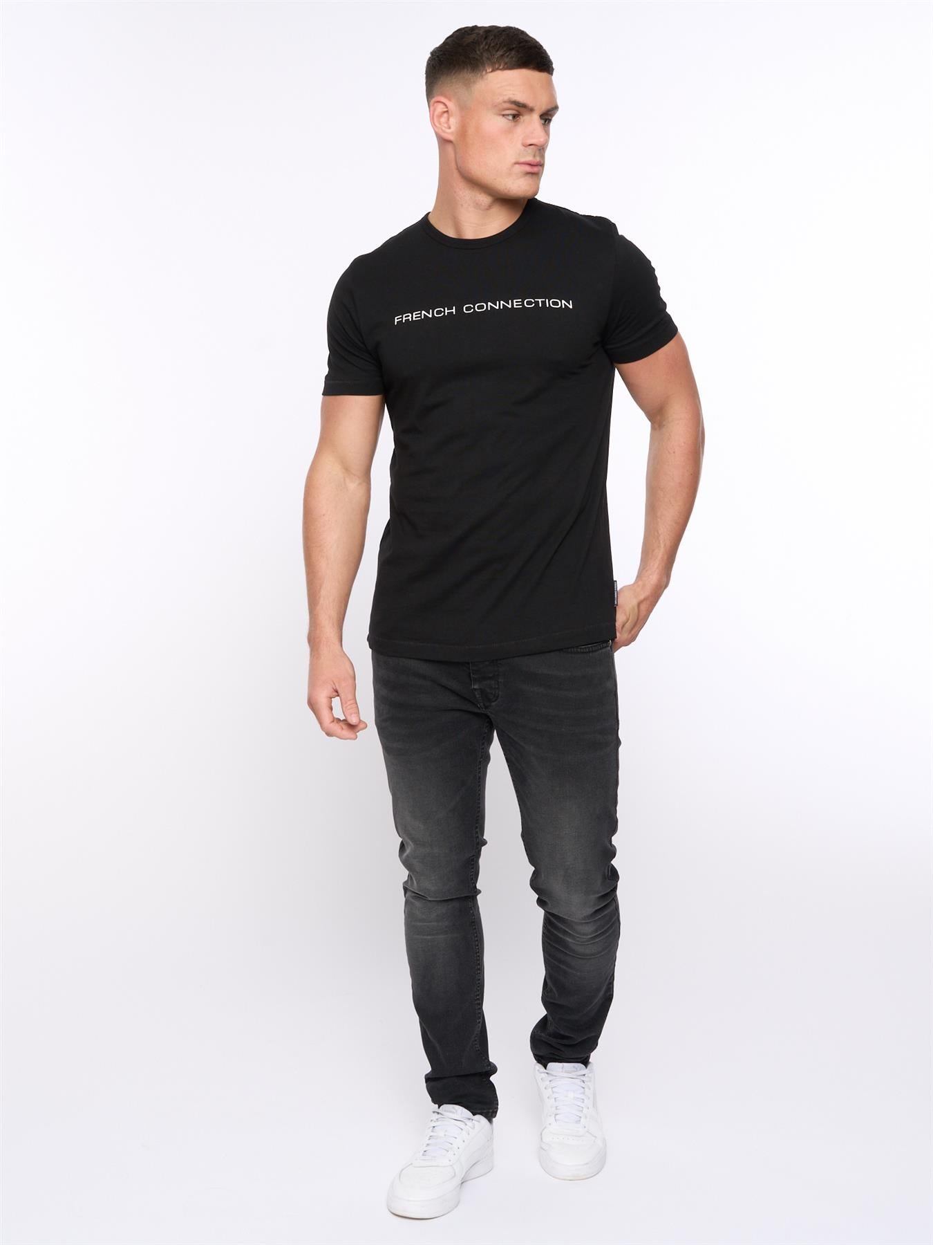 Mens French Connection T-Shirt Black/White