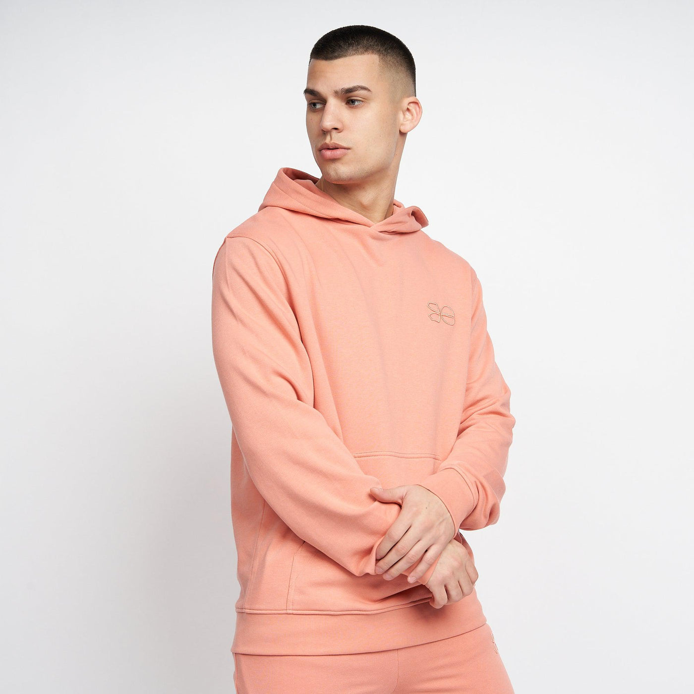 Crosshatch Mens Emmson Hoodie Coral