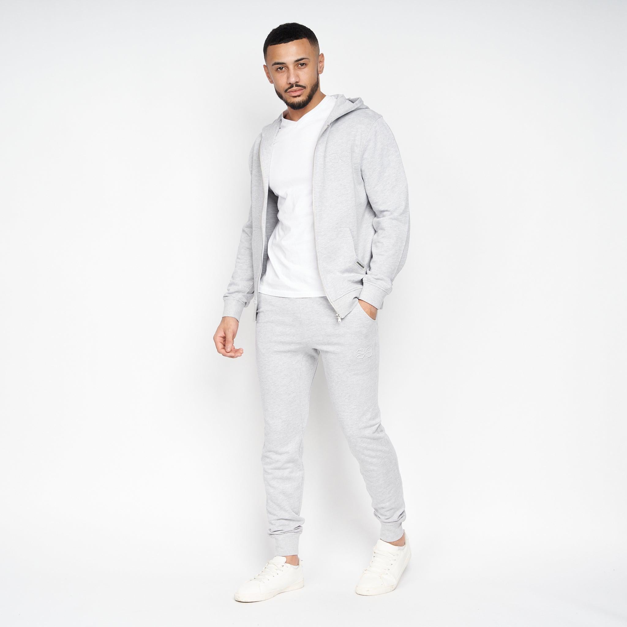 Crosshatch Mens Braxson Hoodie Grey Marl