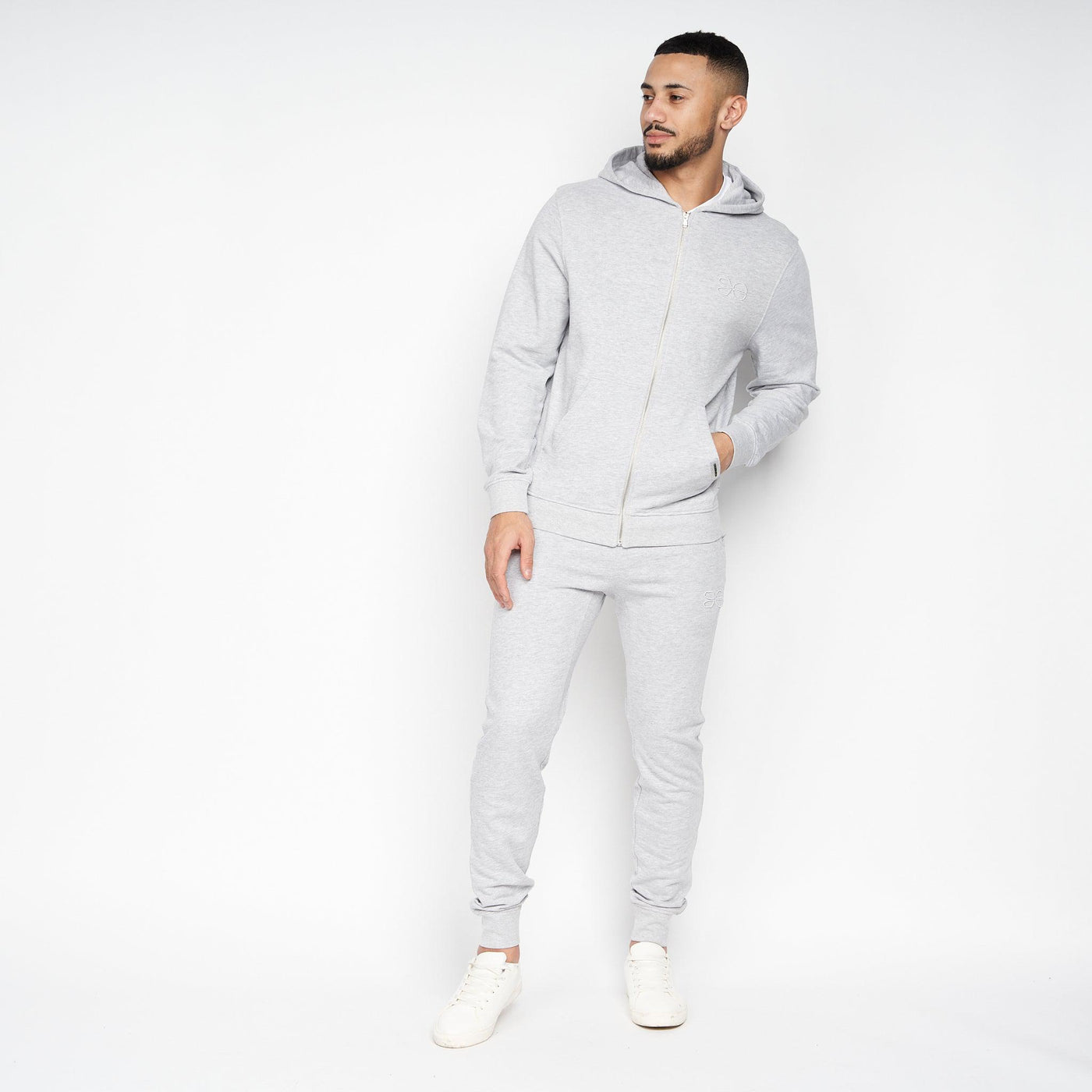 Crosshatch Mens Braxson Hoodie Grey Marl