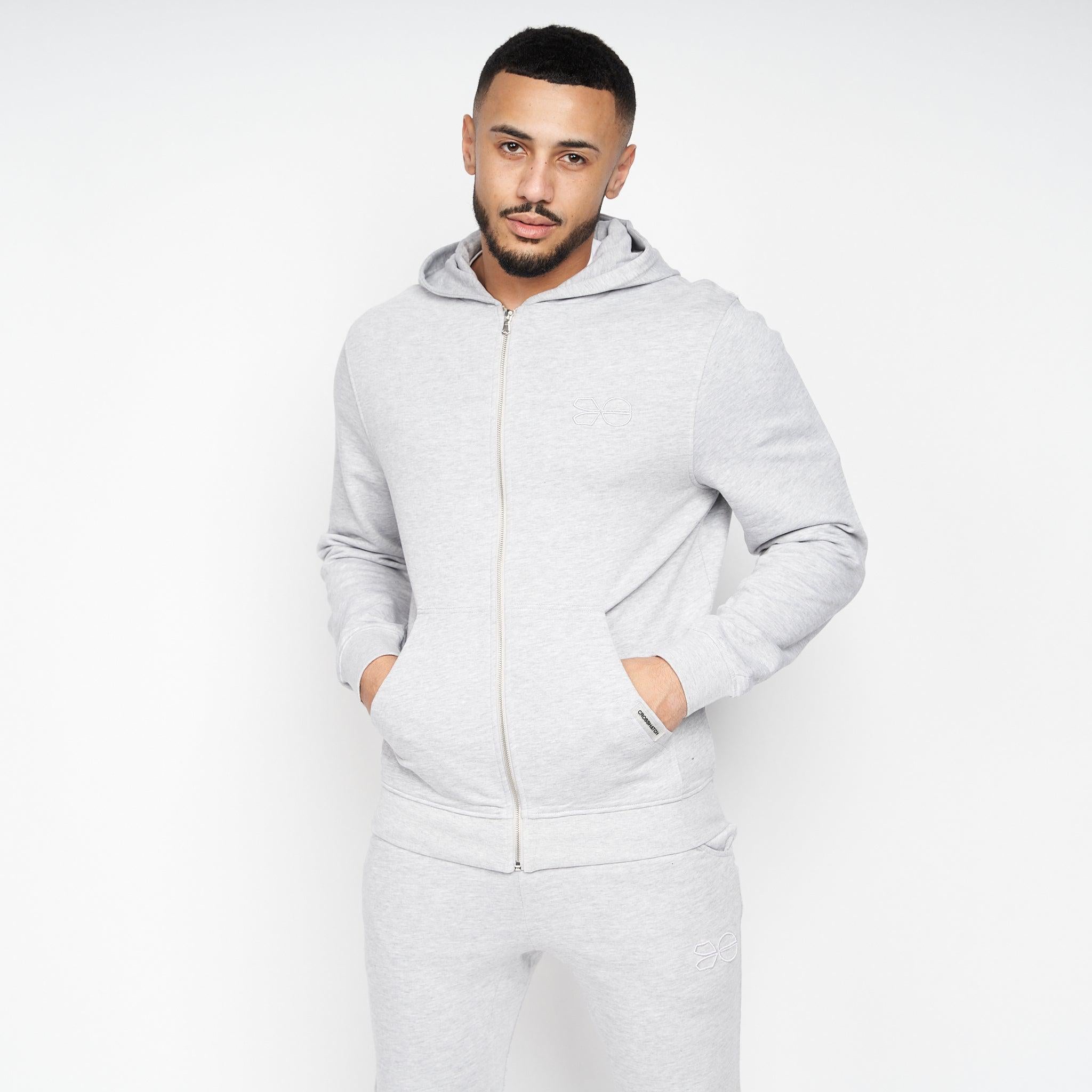 Crosshatch Mens Braxson Hoodie Grey Marl