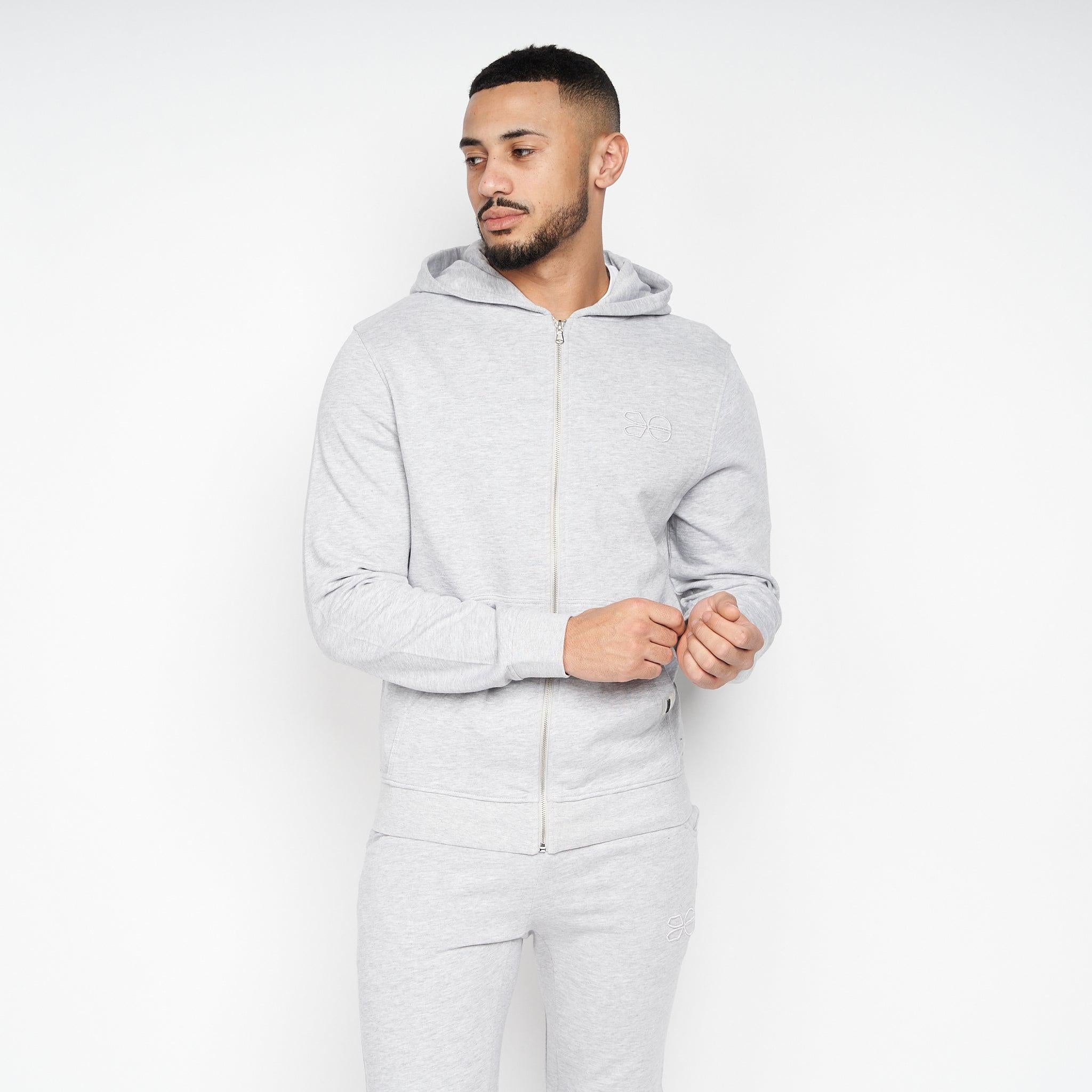 Crosshatch Mens Braxson Hoodie Grey Marl