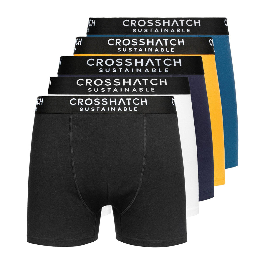 Crosshatch Mens Orlander A Boxers 5pk Black/Navy/Blue/Mustard/White