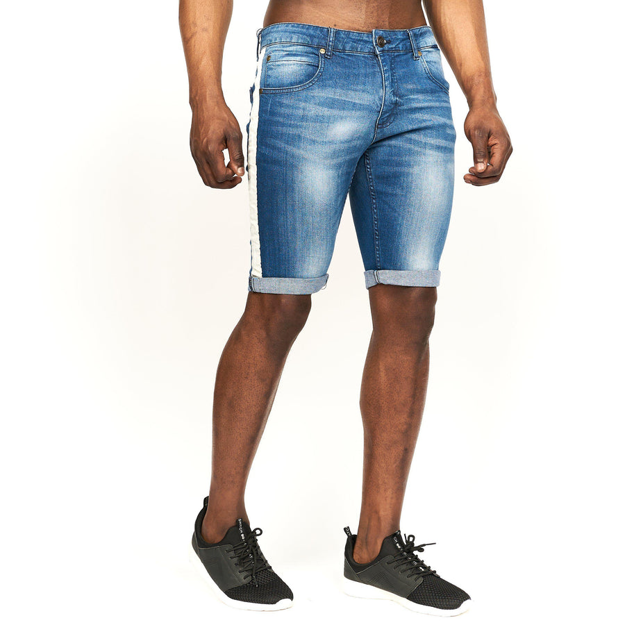 Crosshatch Mens Playmore Denim Shorts Stone Wash