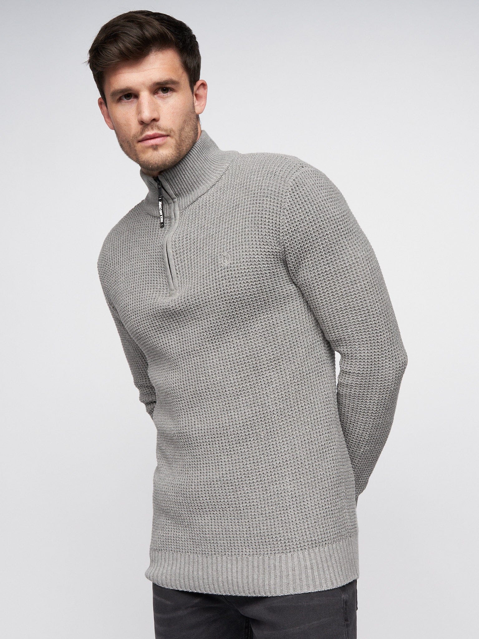 Firegards 1/4 Zip Knit Grey Marl